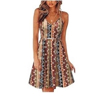 Bohemian Multicolor Backless Dress Size Large